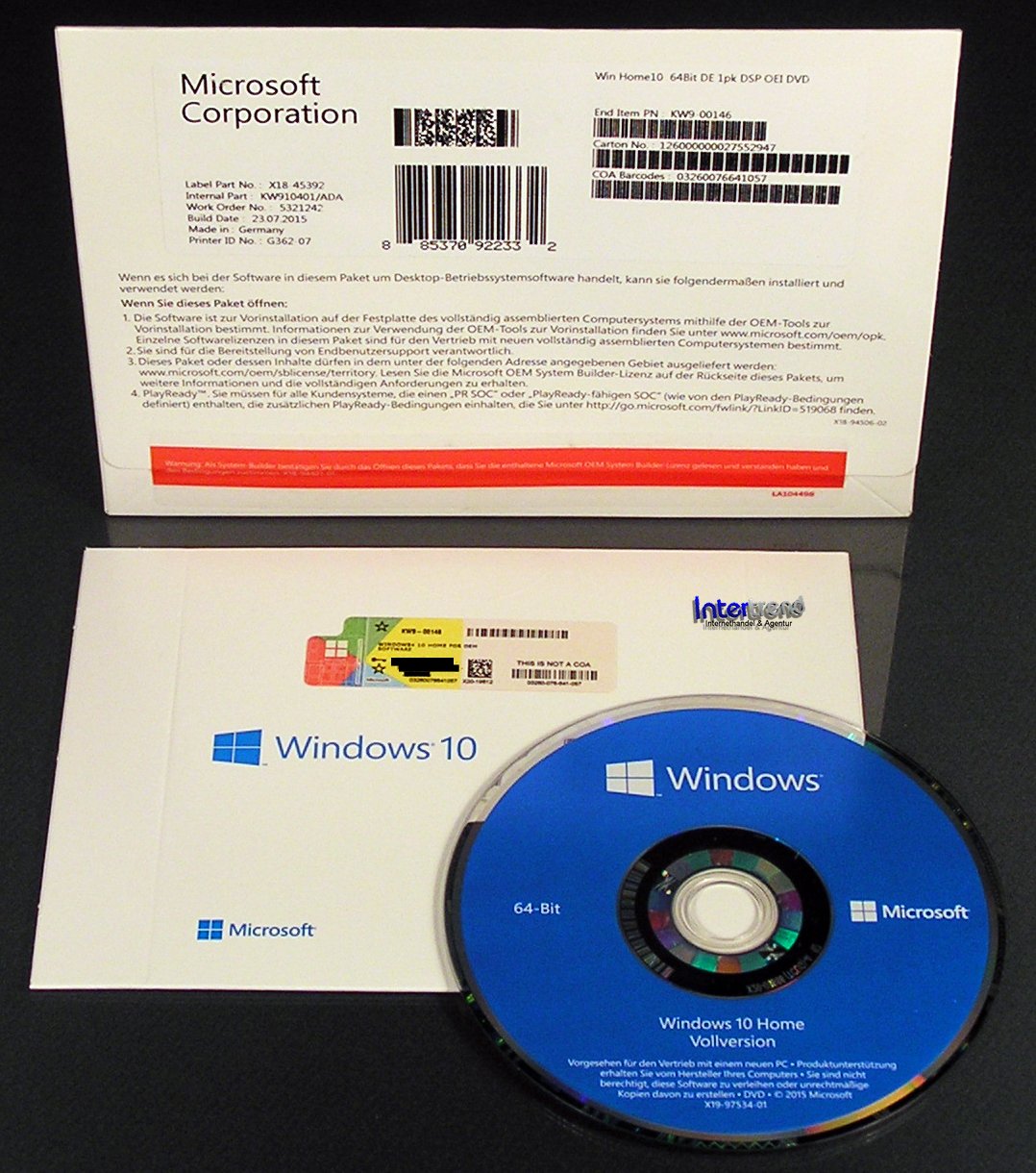 Microsoft Windows 10 Home Vollversion SB 64-Bit Hologramm-DVD Deutsch ...